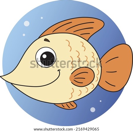 Fish. Stylized cartoon drawing of a fish. Fishing. Zodiac sign. Waterfowl. Fish vector.