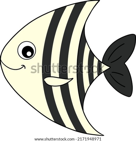 Fish. Striped fish. Stylized cartoon drawing of a fish. Fishing. Zodiac sign. Waterfowl. Fish vector.