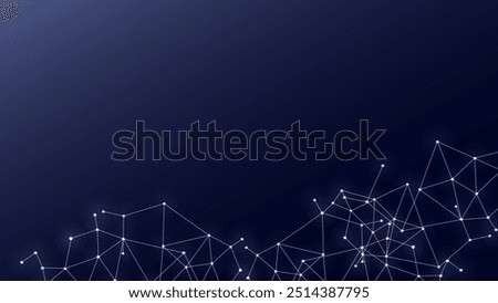 A futuristic vector of connected glowing nodes and lines forming a digital network on a dark background. Ideal for technology, science, or digital communication designs.