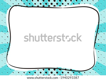 Bright banner with rectangular frame in the style of popart. Text box on a bright blue background. Template for web design, banners, coupons, applications and posters. Cartoon Vector illustration.  Stock foto © 