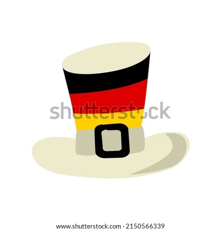 Top hat in the colors of the German tricolor. Isolated Cap for National Day or Election Day of Germany. Vector illustration for a festive or holiday decoration, tourist trips, travel, meeting guests.
