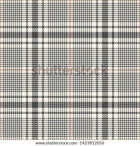 Glen pattern. Seamless hounds tooth check plaid in grey and beige for jacket, coat, or other modern everyday apparel design.
