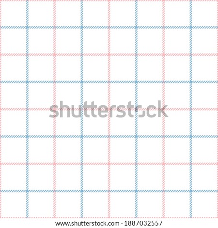 Tattersall pattern in pink, blue, white. Seamless tartan check plaid graphic for scarf, skirt, blanket, throw, or other modern spring and summer fabric print. Simple classic textured design. Foto stock © 