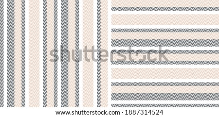 Textured stripe pattern set. Herringbone seamless vertical and horizontal lines background graphic for dress, shirt, blouse, or other modern spring, autumn, winter textile print.