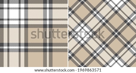 Plaid pattern herringbone print in grey, beige, white. Seamless classic spring autumn winter Scottish tartan vector for scarf, shawl, blanket, duvet cover, other modern fashion textile design.