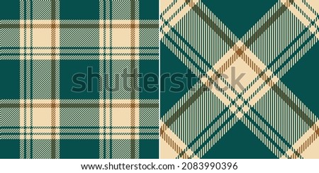 Check plaid pattern in green, brown, beige. Seamless textured simple buffalo check tartan illustration set for autumn winter flannel shirt, blanket, duvet cover, other modern fashion fabric design.