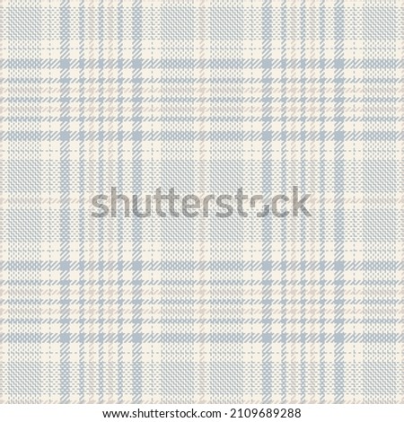 Plaid pattern glen in soft blue and beige. Seamless pale cashmere tweed illustration vector graphic for dress, jacket, skirt, blanket, throw, other modern spring autumn winter textile print.