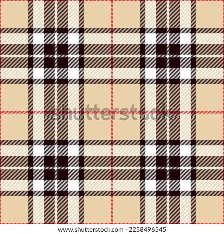 Check plaid pattern Thomson tartan in beige, red, white, brown. Seamless classic Scottish tartan vector for spring summer autumn winter flannel shirt, blanket, scarf, other holiday textile print.