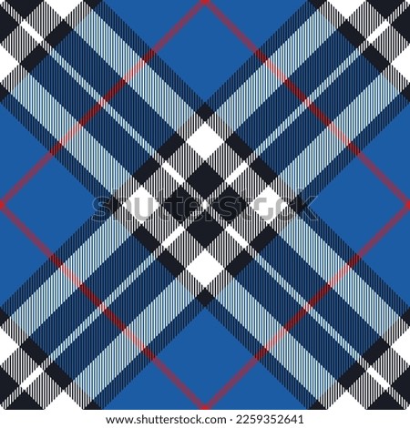 Check pattern Thomson tartan in blue, red, black, white. Seamless classic Scottish tartan plaid for autumn winter flannel shirt, blanket, duvet cover, scarf, other modern holiday fashion fabric print.
