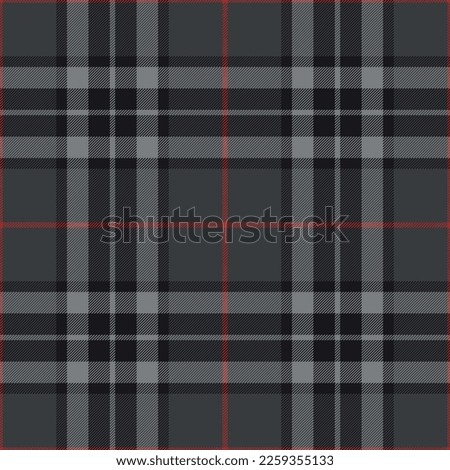 Tartan check plaid pattern in black, grey, red. Seamless classic Scottish Thomson tartan vector in custom colors for autumn winter blanket, duvet cover, scarf, throw, other fashion fabric print.