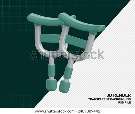 Crutch for medical 3D Render full HD