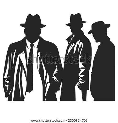 Italian Mafia Group Outline Silhouette 