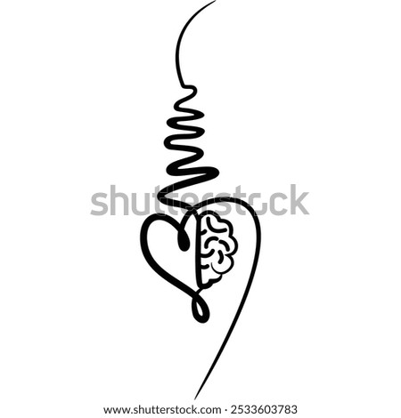 Continuous Line Heart and Brain Connection