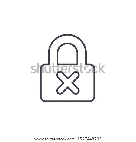 Lock with cross vector icon. Sign for mobile concept and web design. Password lock reject glyph icon. Symbol, logo illustration.