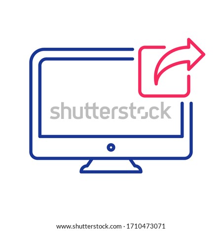 Computer monitor, screen, desktop, display, icon. Social network, share icon