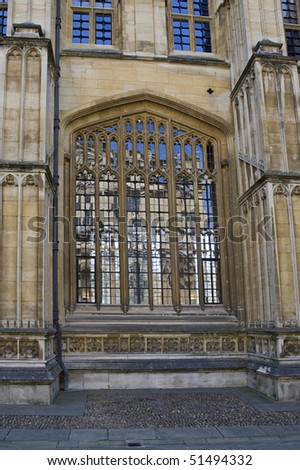 window of bodelian library oxford, england, uk