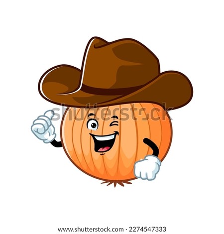 vector cartoon, character, and mascot of a bombay onion wearing cowboy hat.