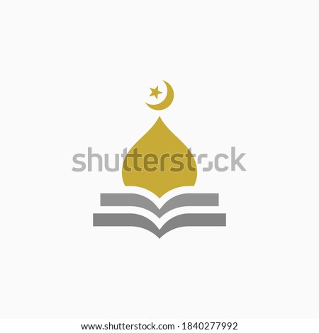 Mosque logo vector. Simple and luxury mosque template design. Golden dome islamic icon. Logo for muslim organization, community, business, company, foundation, school, university, education, etc. 