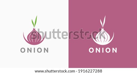 Onion logo design. Simple and modern onion logo template for agriculture business. Natural onion vector illustration. Purple onion icon symbol.