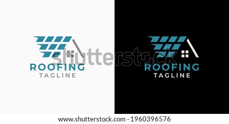 Roofing logo design. House roof logo template for roofing installation, repair, replacement, maintenance. Building logo symbol for real estate, construction, residential and other business or company.