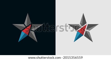 Star compass logo template. Abstract star logo design with compass arrow. Creative modern star compass icon illustration. Star and compass vector symbol concept.