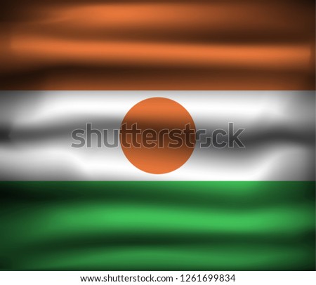 National Flag of Niger NE. Front view, official colors and correct proportion. Realistic vector illustration.