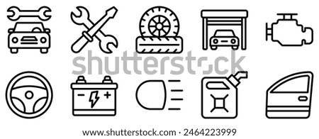 Comprehensive Car Service Icon Set in Line Style