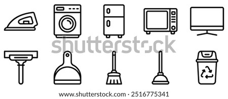 Homeware Icon Set Functional Line Style Collection for Household Essentials