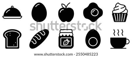 Breakfast Icon Set Delightful Solid Style Collection for Morning Favorites