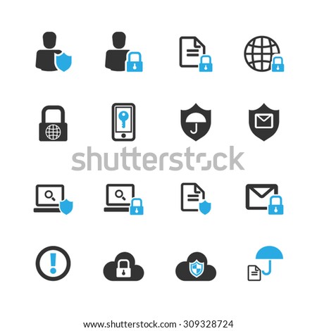 Business data protection technology icons set,Vector