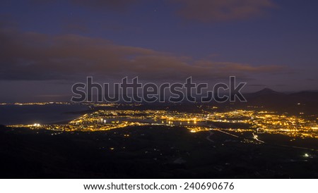Night shoot of  the border between Spain and France and the cities of Hondarriba Irun and Hendaye. Night Landscape
