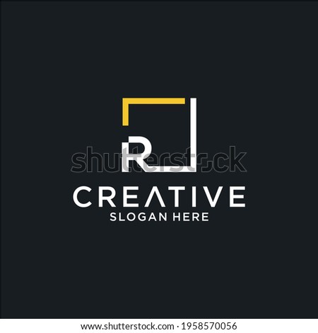 Letter R square logo design template