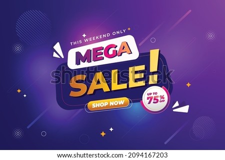 Modern Mega sale banner composition with flat discount background template abstract vector
