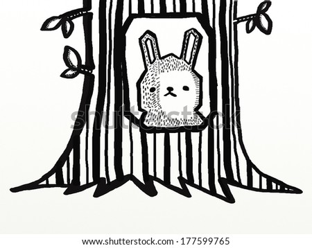A rabbit in the tree hole