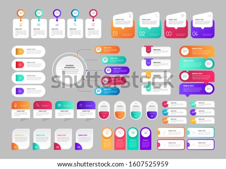 Bundle infographic elements data visualization vector design template. Can be used for steps, business processes, workflow, diagram, flowchart concept, timeline, marketing icons, info graphics