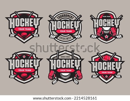 Hockey tournament sport logo template. Modern vector illustration. Badge design. Modern professional hockey logo set for sport team