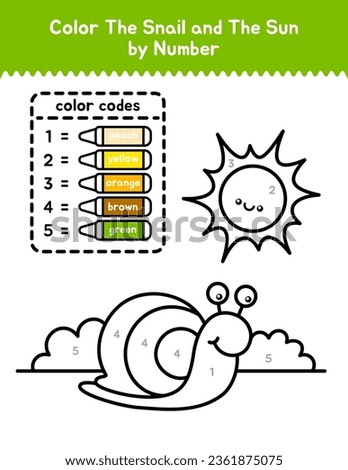 Cute Snail Color By Number Coloring Page For Children