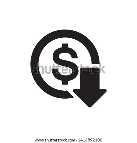dollar down icon symbol vector. on white background. eps10
