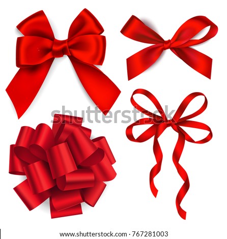 Vector set of red bows