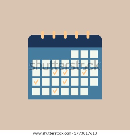 
Calendar with check marks illustration. Schedule, date, planner. Important day concept. Can be used for topics like holiday, month, radiotherapy fraction, doctors appointment