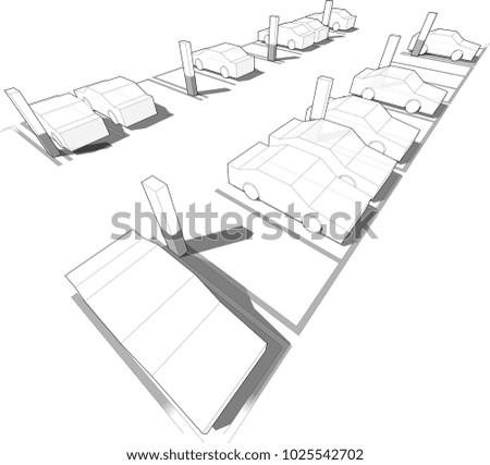 3d illustration of cars parking in underground parking garage or car park