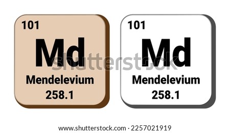 Md, Mendelevium element vector icon, periodic table element. Vector illustration EPS 10 File. Isolated on white background.