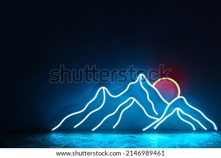 Similar – Image, Stock Photo Neon sign in mountain railroad because of a “malfunction”.