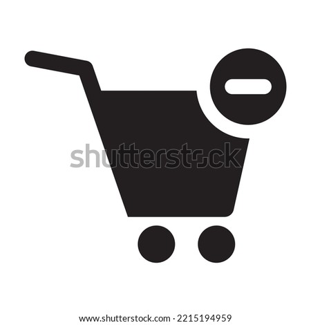 Shopping Basket Remove icon vector design template in black color isolated sign on white background