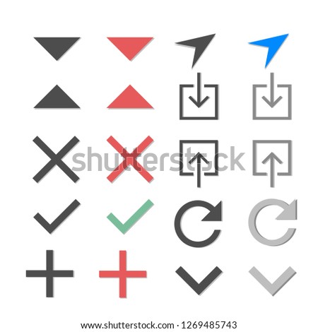 Various icons on a white background ( Message Sent Icon ,Download icons ,Plus icons,Minus icons)