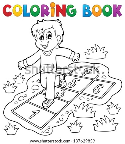 Coloring book kids play theme 4 - eps10 vector illustration.