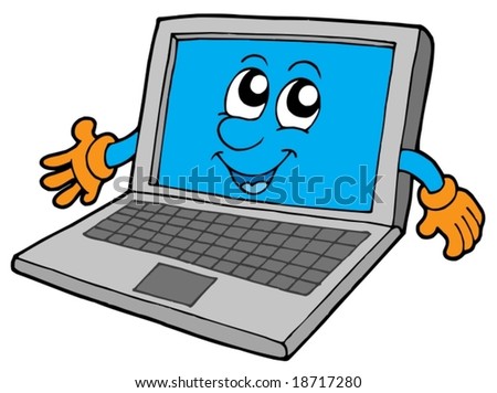 Cute Laptop On White Background - Vector Illustration. - 18717280 ...