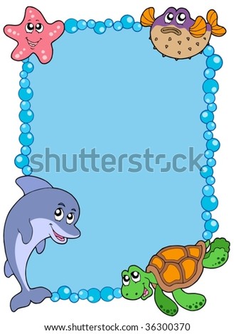 Frame With Sea Animals 1 - Vector Illustration. - 36300370 : Shutterstock