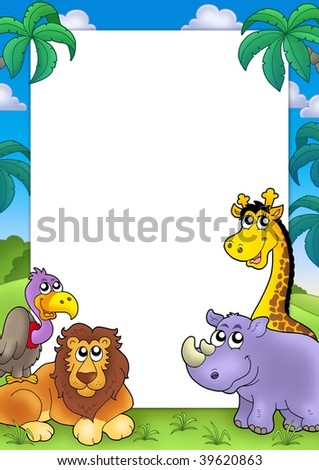 African Frame With Animals 3 - Color Illustration. - 39620863 ...