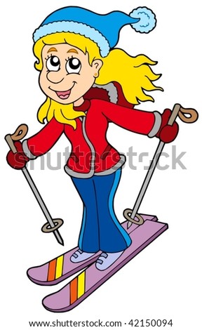 Cartoon Skiing Woman - Vector Illustration. - 42150094 : Shutterstock
